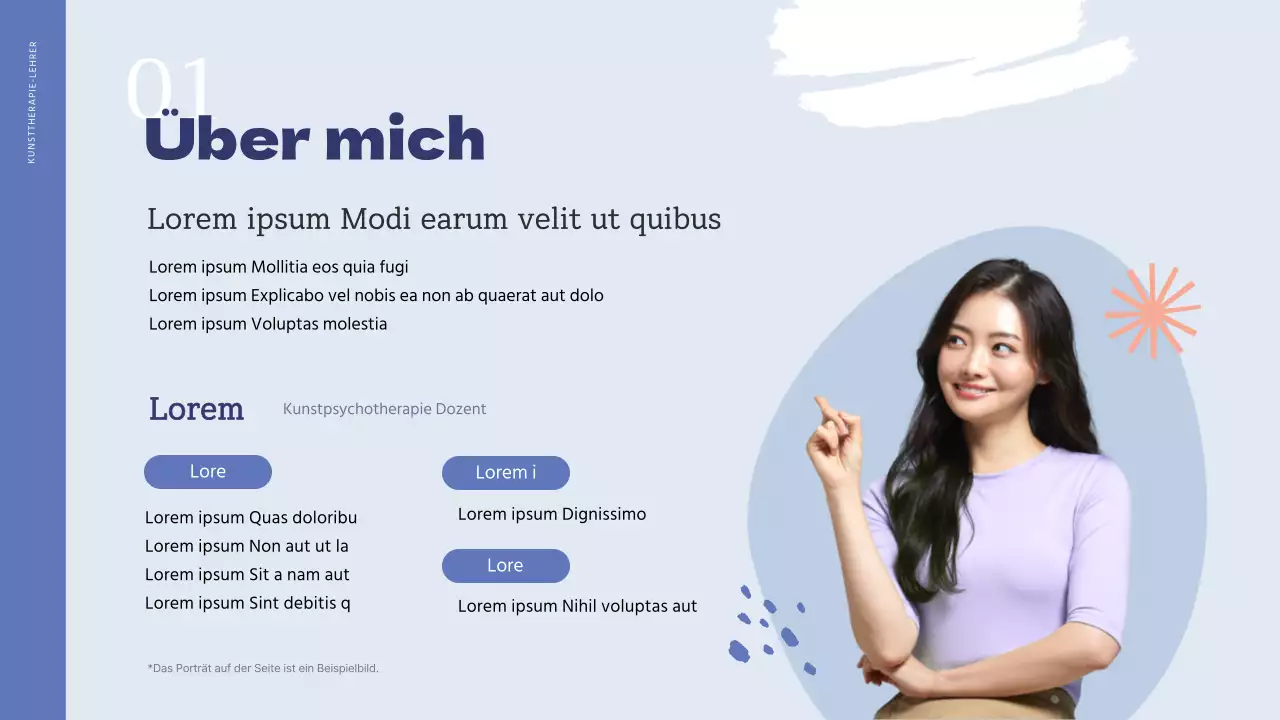 Kunst Psychotherapie Instruktor Portfolio in Blau und Hellblau
