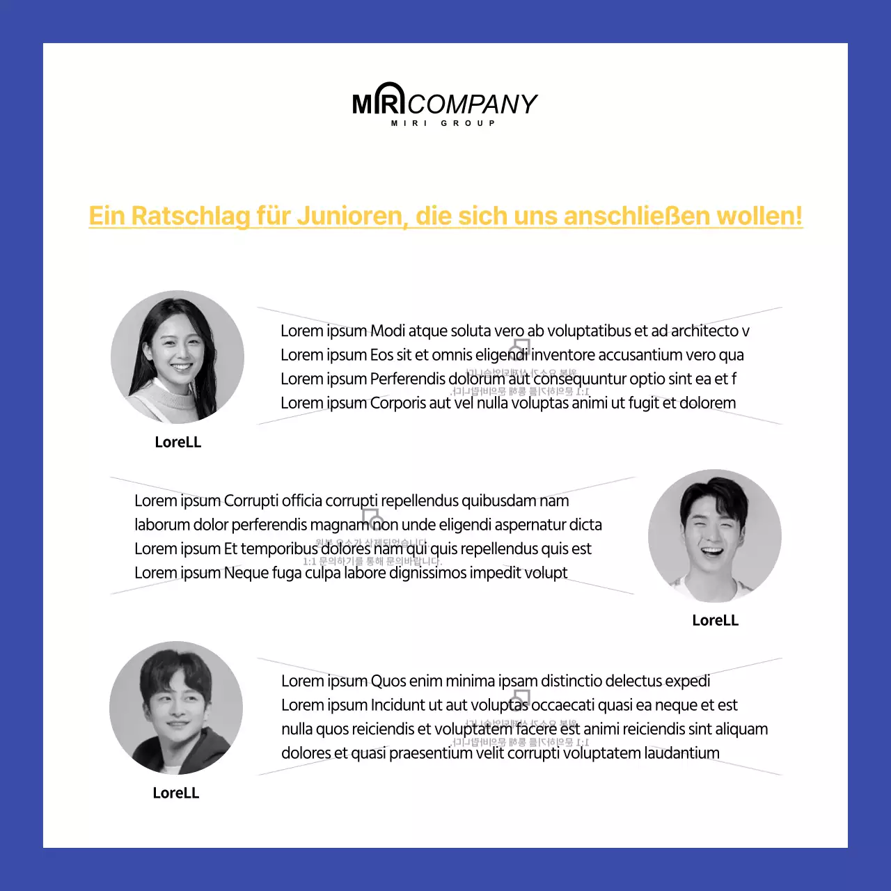 Blau gelb Konzept Corporate Mitarbeiter Einführung Karte Nachrichten Social Media Inhalt