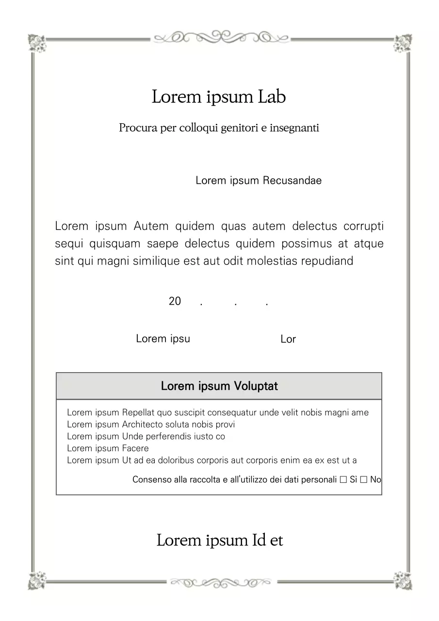 Riunione dei genitori Modulo di delega Atto retroattivo Sessione informativa per i genitori Scuola elementare Scuola media