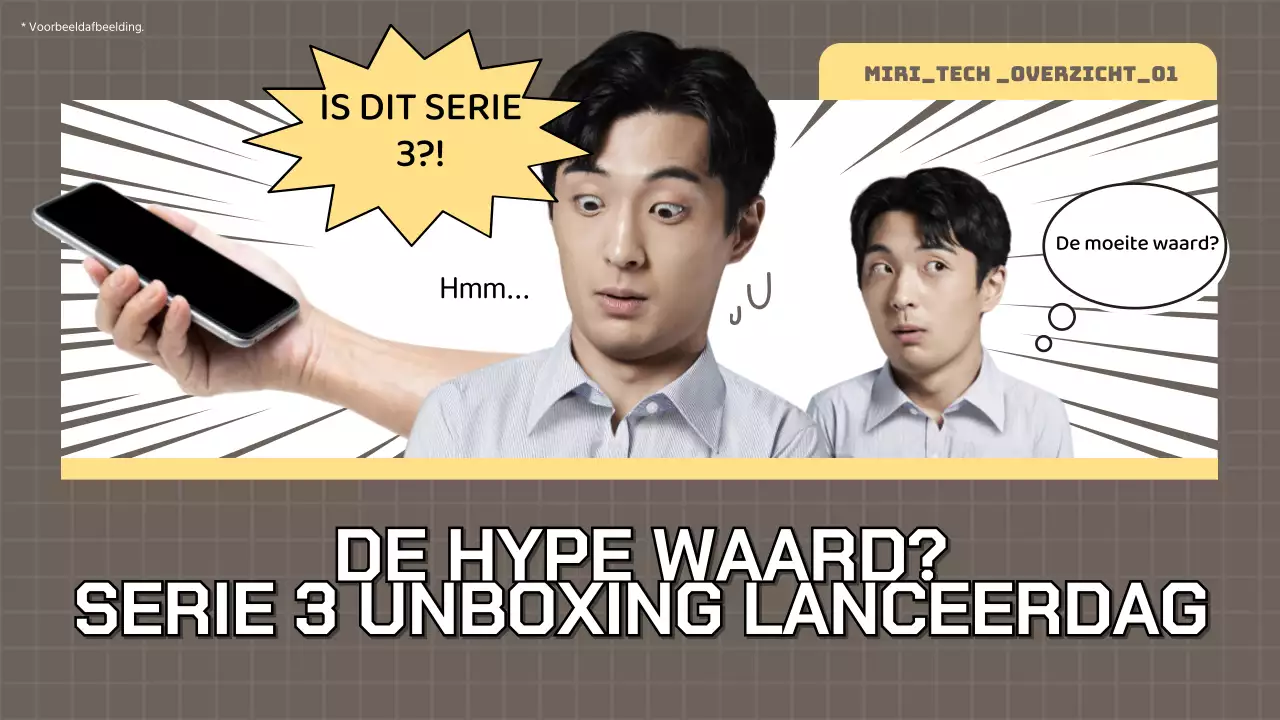 Elektronica unboxing product review met een bruinachtig-bruin, mononoon cartoon thema