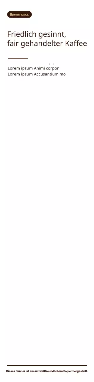 Brauner, einfacher Text mit Informationen zu Fairtrade-Kaffee im Regal