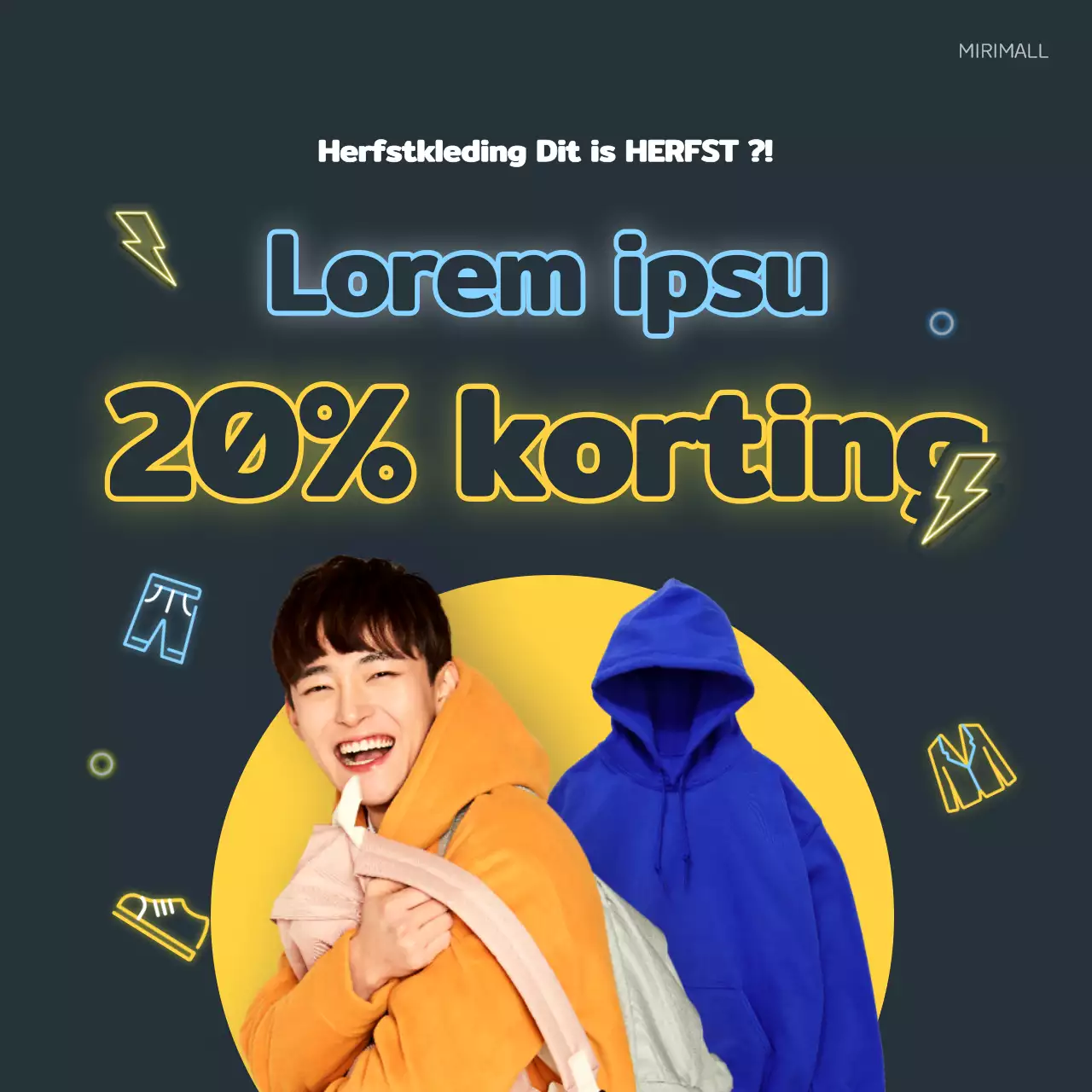 Neon geel en blauw concept kleding promotie