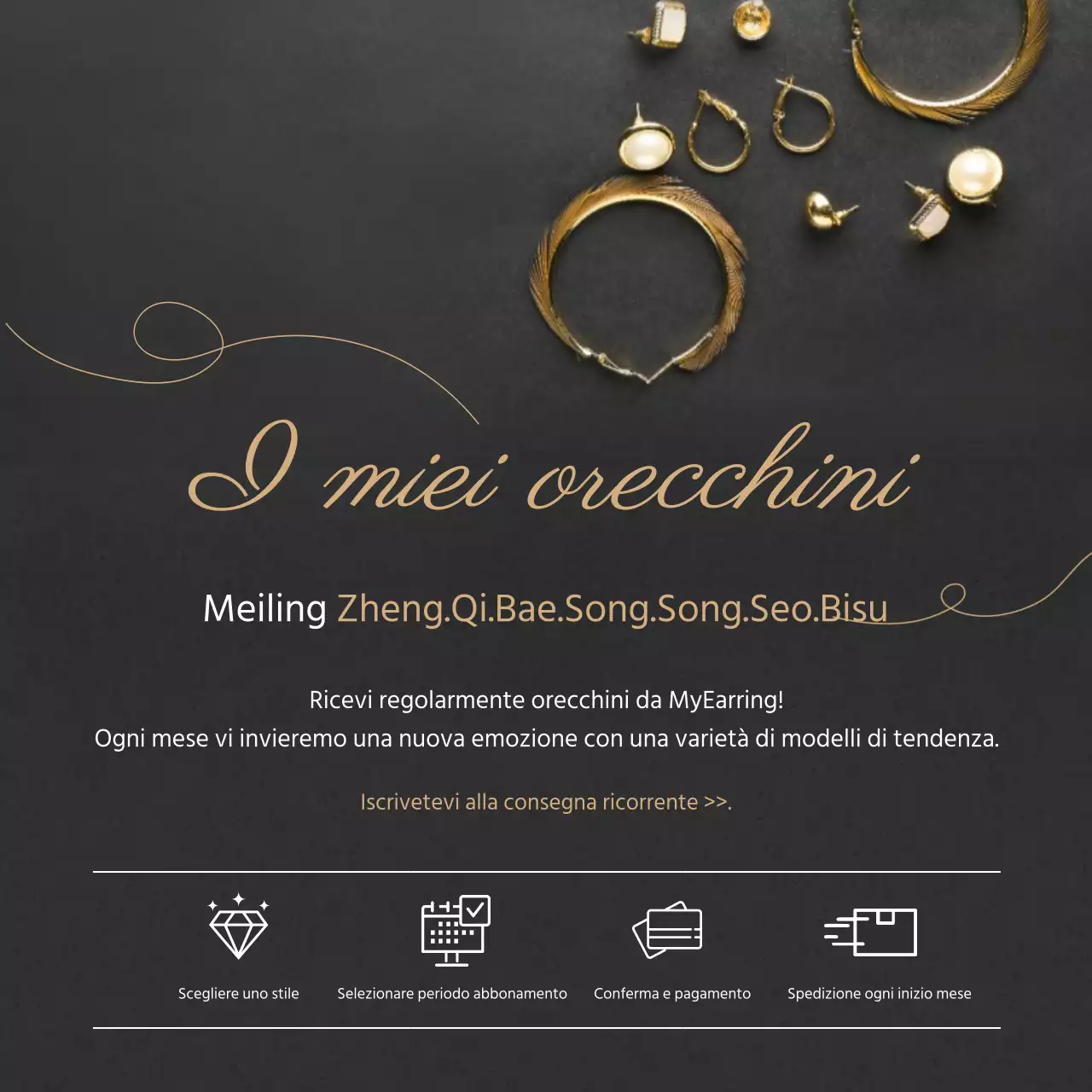 Orecchini con accento fotografico nero con consegna ricorrente