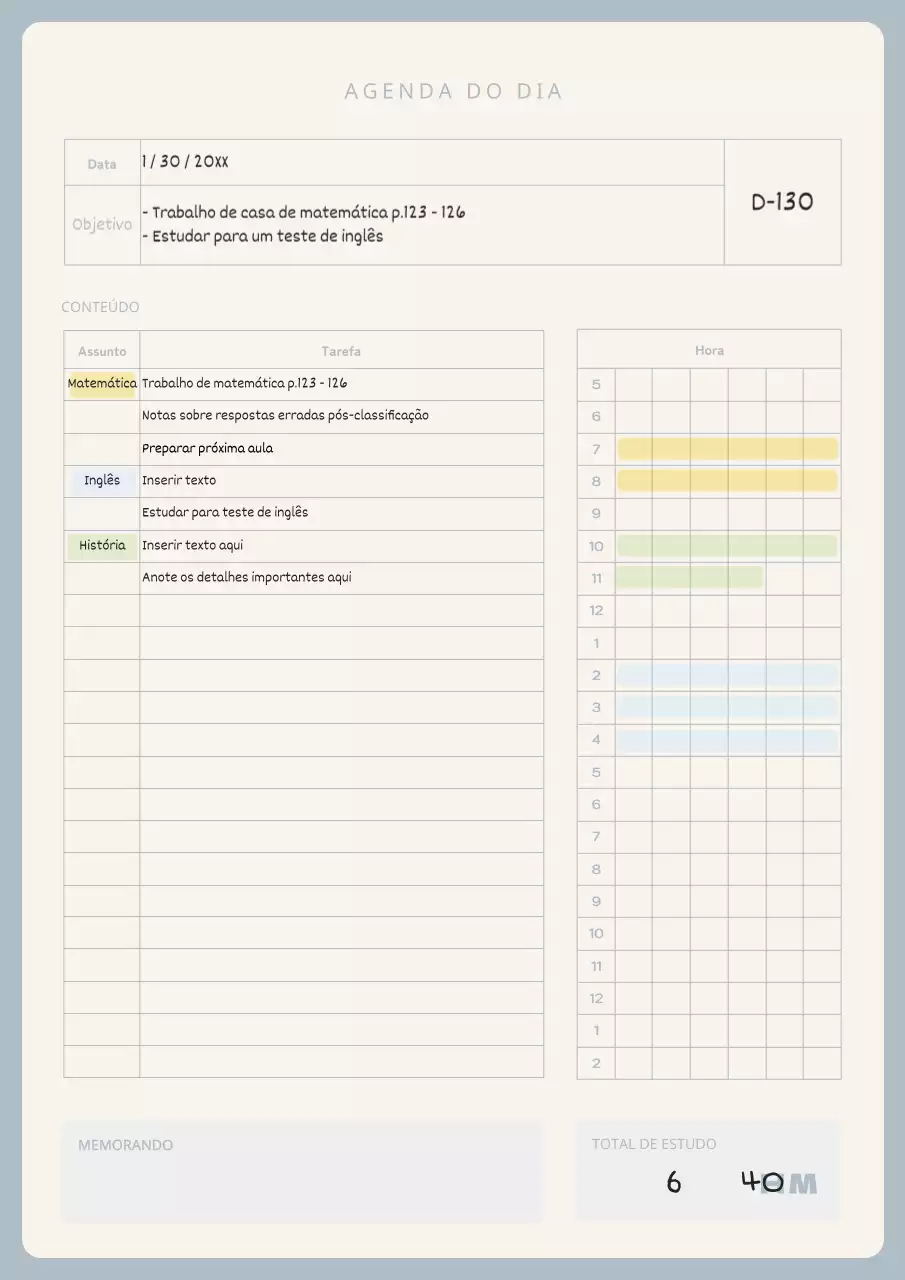 Uma agenda diária gira, em tons pastel