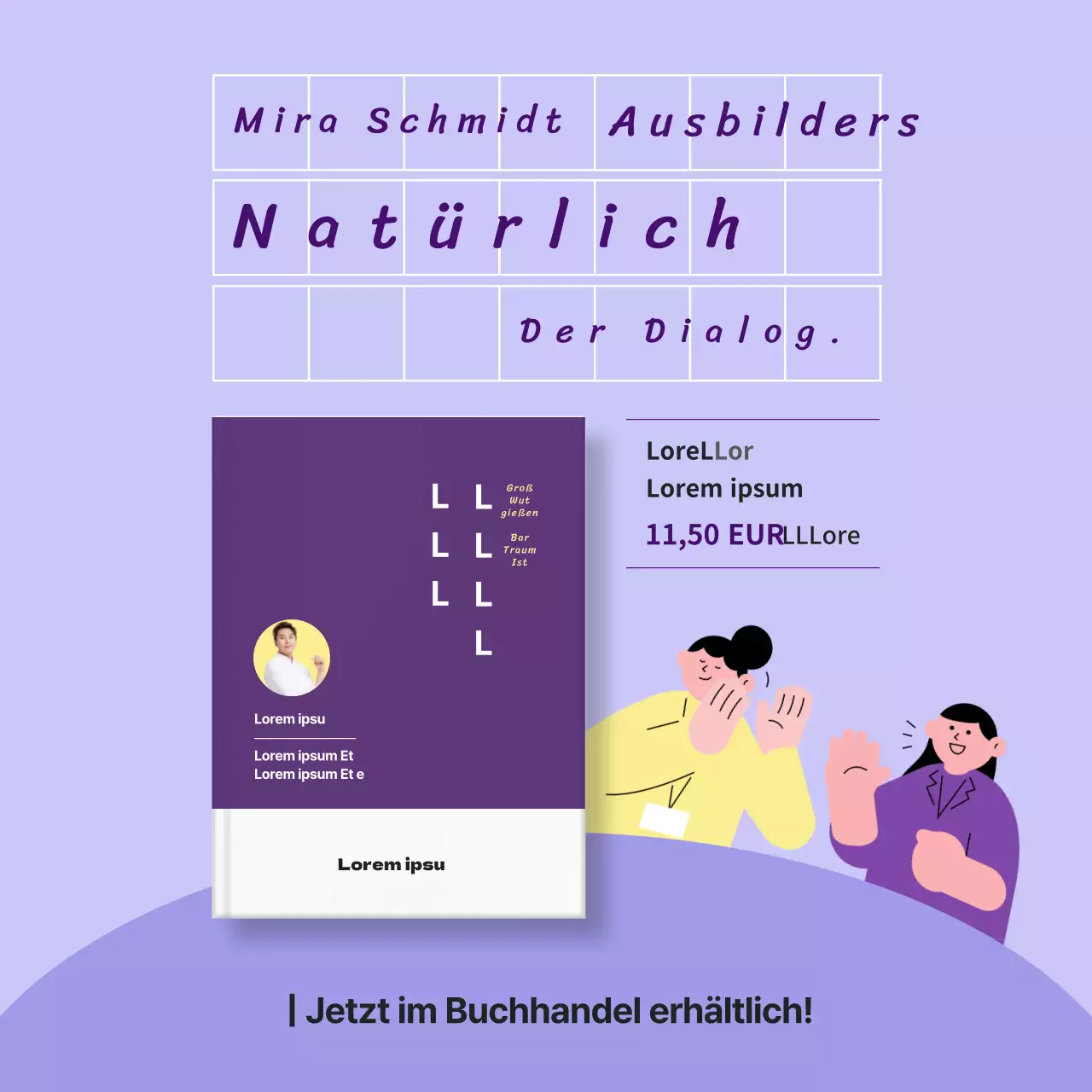 Werbung für ein Buch mit entspannenden Lavendelillustrationen (CardNews)