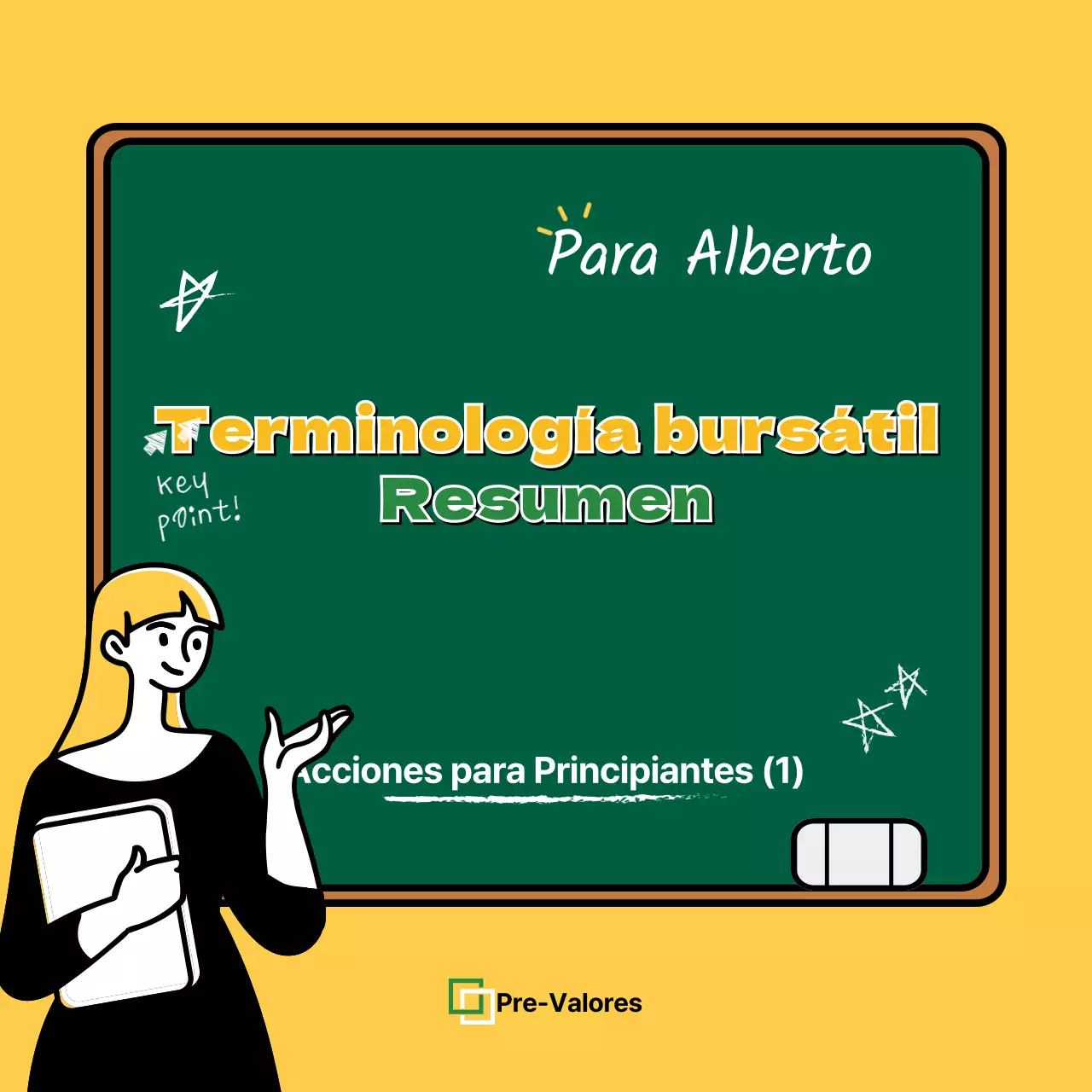 Términos bursátiles en amarillo Tarjeta Finanzas ValoresNoticias