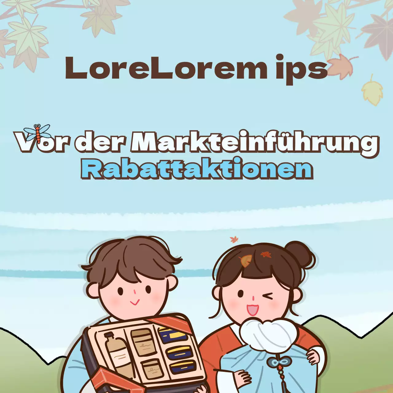 Rabatt auf eine animierte Herbst-Illustration Konzept in orange und hellblau