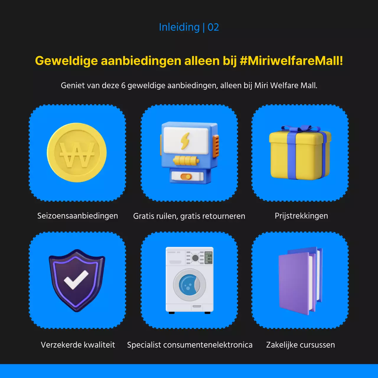 De opening van een kitscherig welzijnscentrum in zwart en blauw promoten