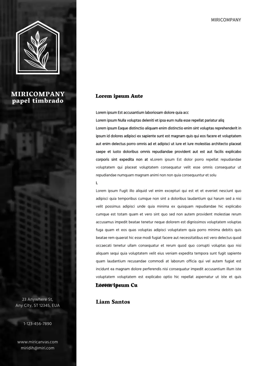 Conceito moderno de papel timbrado de empresa em branco e preto