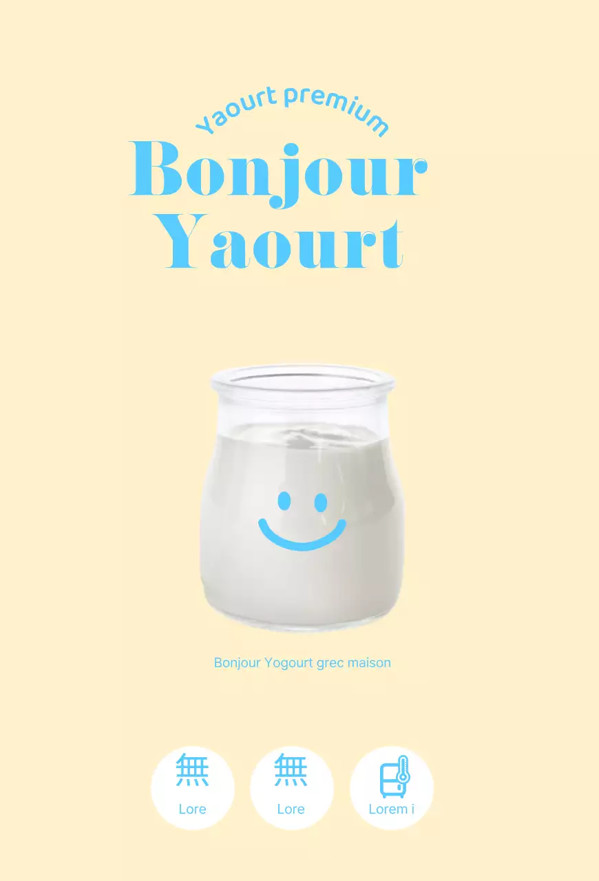 Mignonnes cartes dépliantes sur le yaourt au citron pour la promotion d'un produit