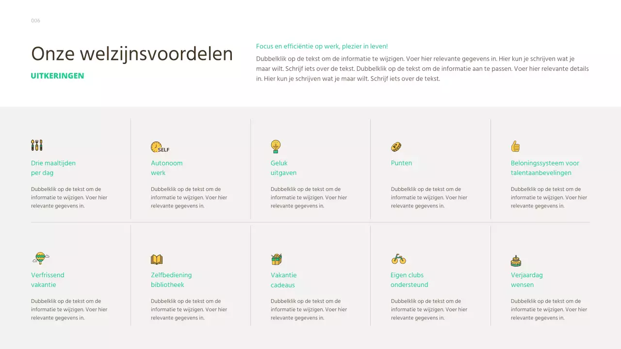Een eenvoudige, basisgids voor nieuwe werknemers met groene accenten