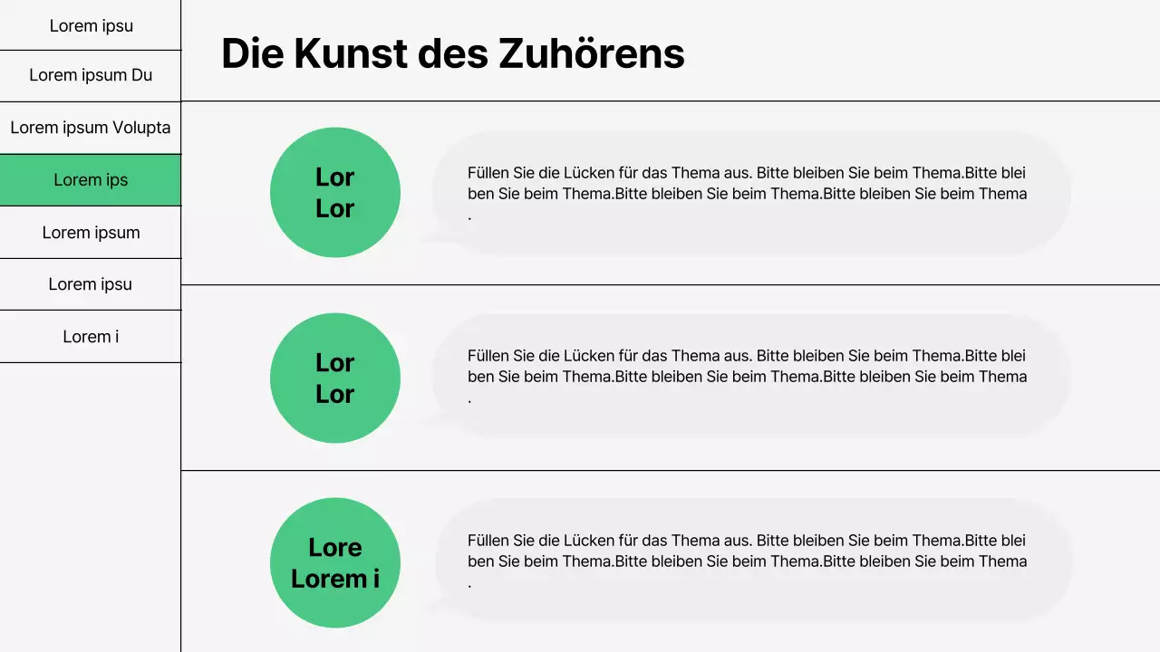 Grundlegendes Kommunikationstraining in Grün und Weiß