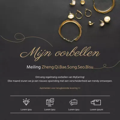 Zwarte foto accent oorbellen met terugkerende levering