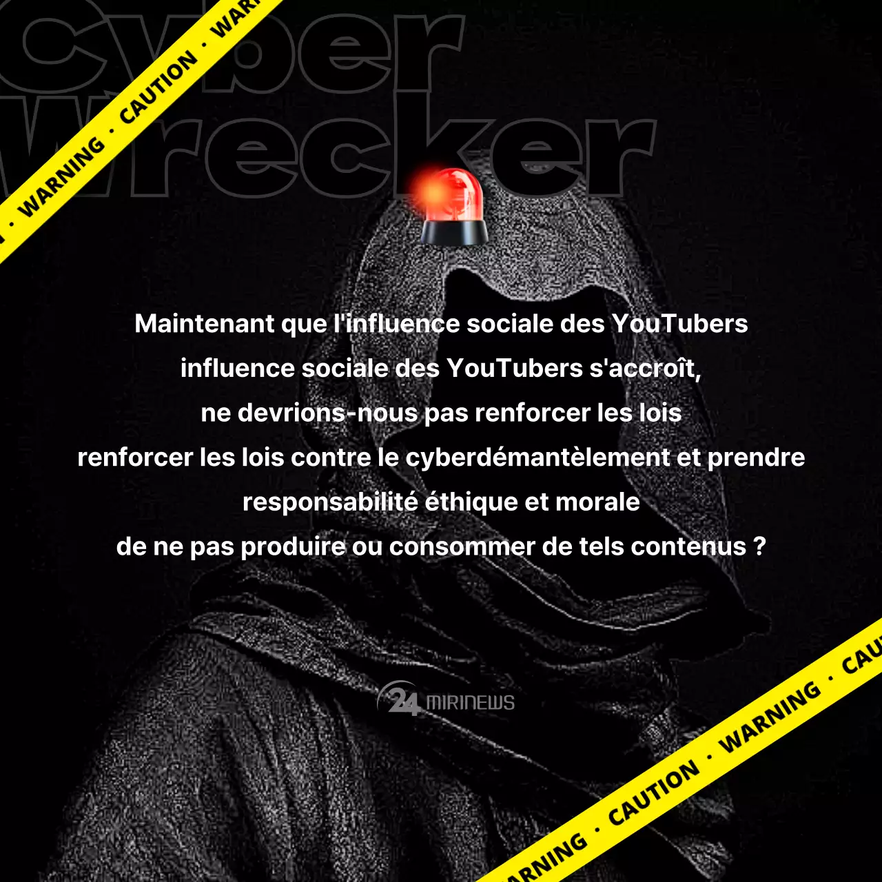 Cyberwrecker avec des lignes d'avertissement noires et jaunes