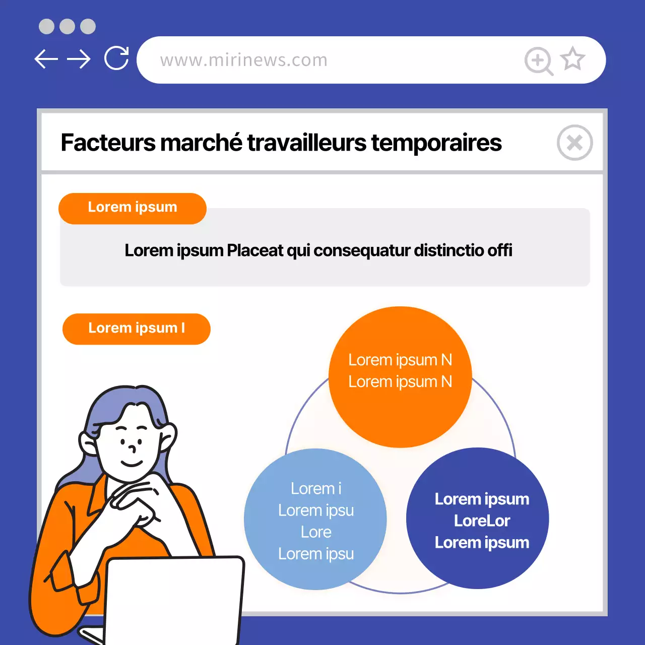 bleu orange illustration mignonne geekworker cardnews