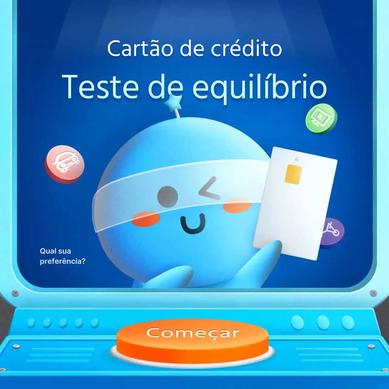 Teste de cartão de crédito com conceito de laboratório azul bonito