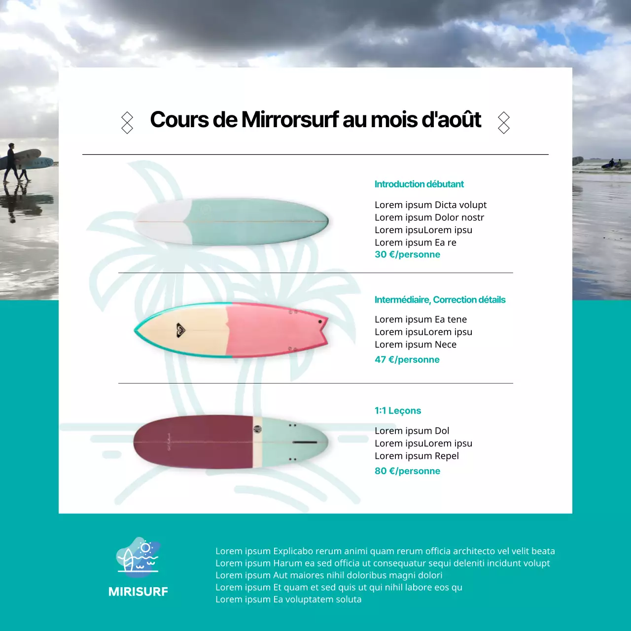 Cours de surf CardNews