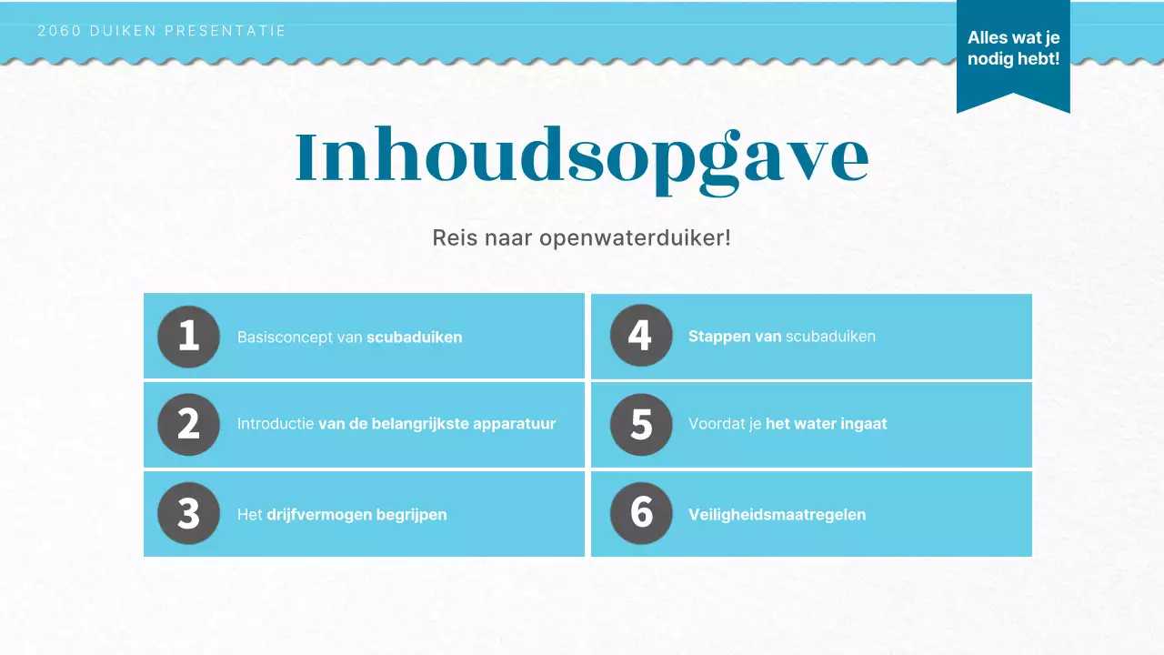 Introductie duikopleiding met lichtblauwe oceaan illustratieconcept