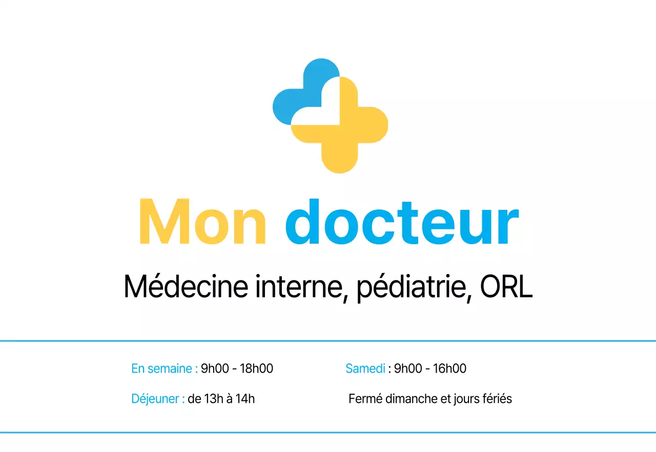 Une clinique de médecine interne bleue et jaune aux lignes épurées
