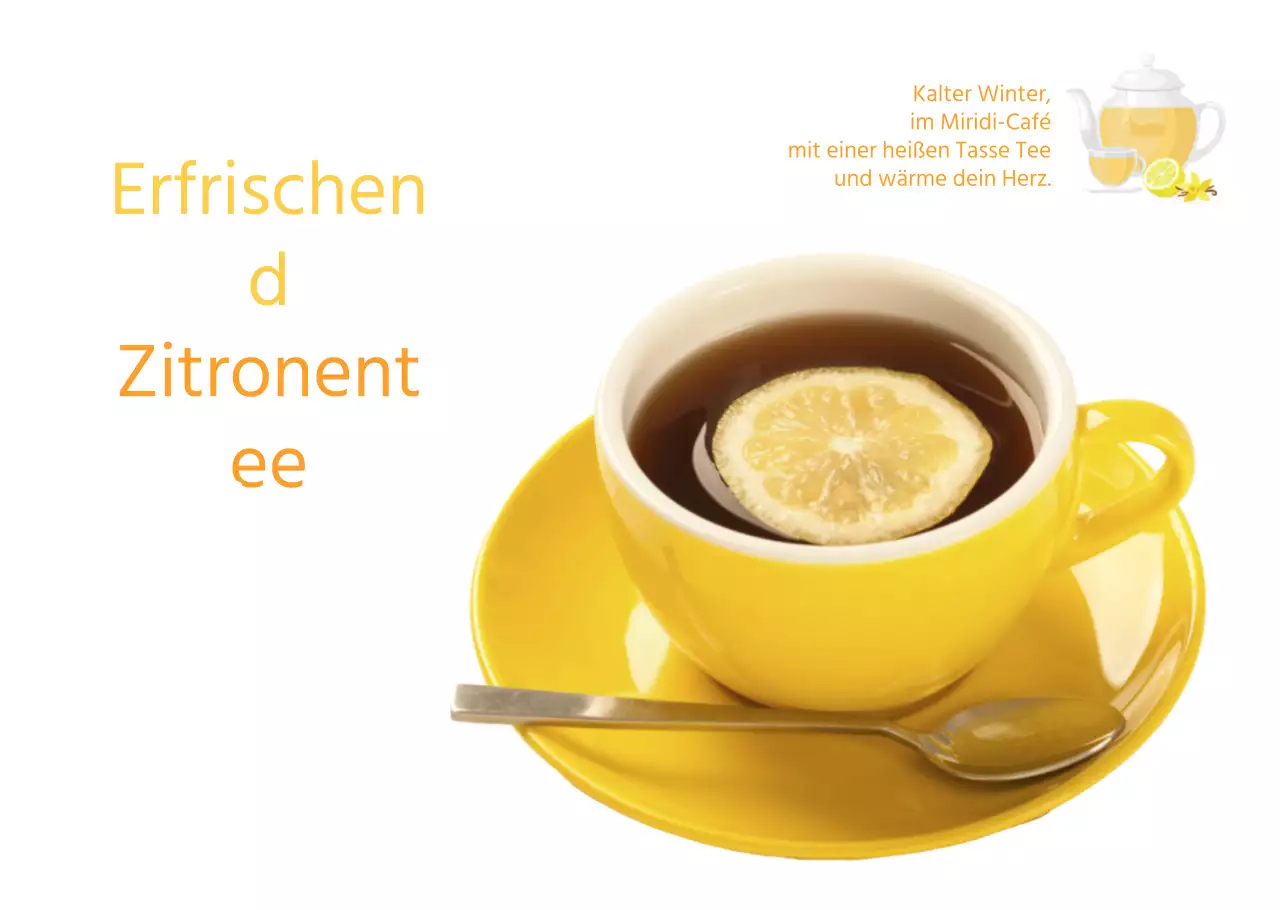 Einfache gelbe Zitronentee-Café-Folien
