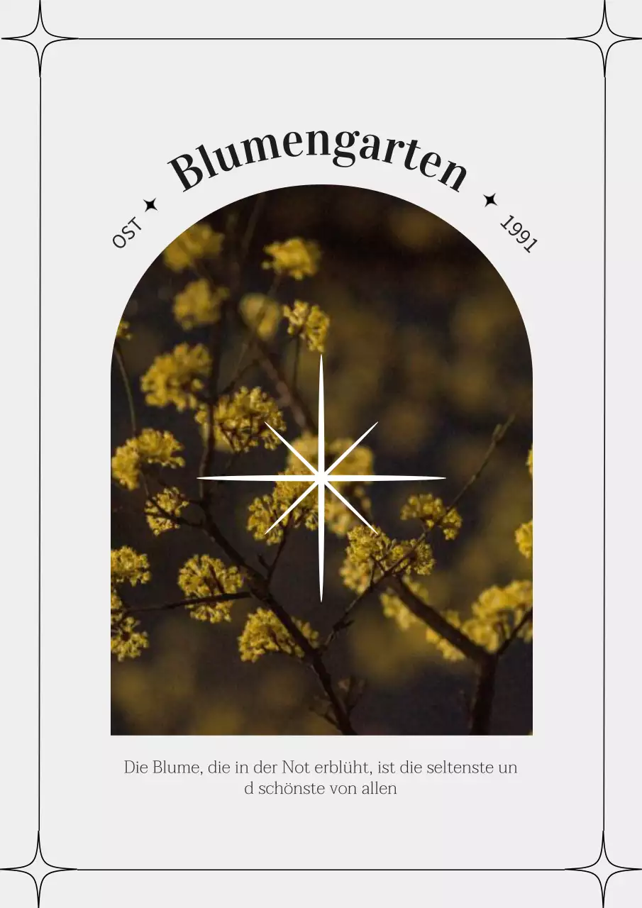 Vertikales Poster mit weißen und schwarzen gelben Blumen für die Innenarchitektur