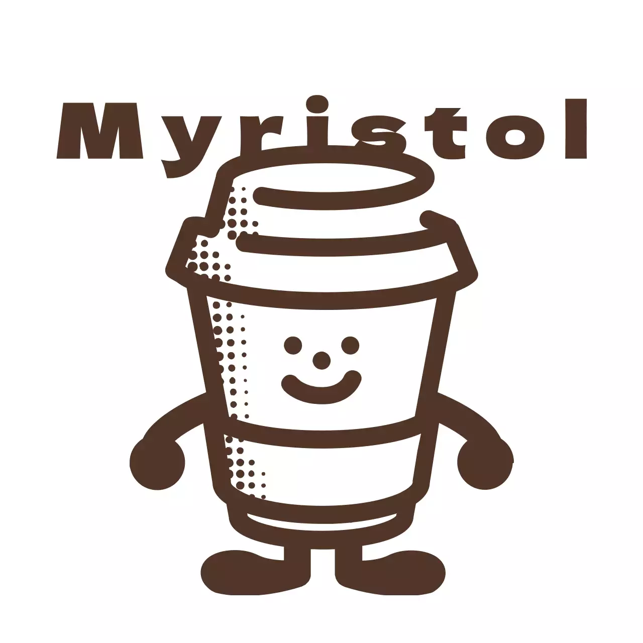 Niedliches Café-Charakter-Logo in braunem Neutro-Stil