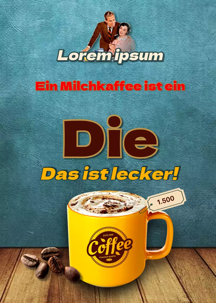 Pop-up-Kaffeeverkauf in Braun und Gelb im Vintage-Stil