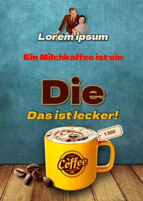 Pop-up-Kaffeeverkauf in Braun und Gelb im Vintage-Stil