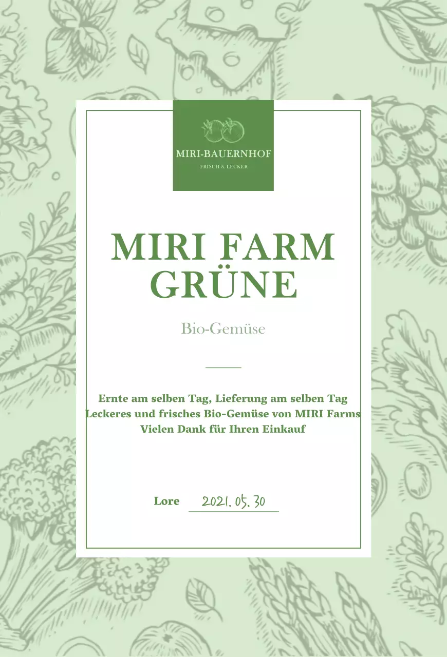 Postkarte, die Gemüse in Chartreuse illustriert