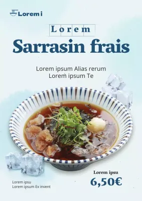 Affiche sur les aliments d'été en bleu clair et bleu