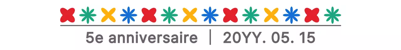 Combinaison de textes et d'icônes simple, mignonne et colorée pour la célébration d'un anniversaire d'un festival d'art