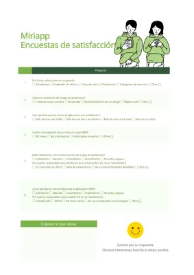 Destacar las ilustraciones en verde Encuesta sobre la satisfacción de las aplicaciones