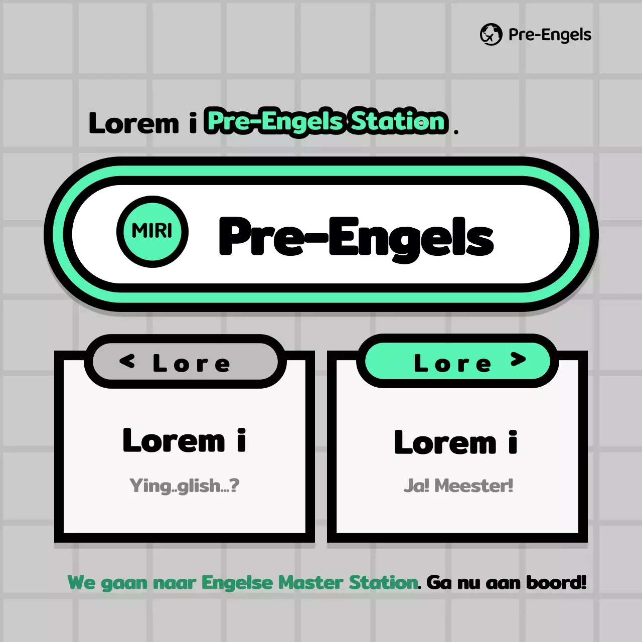 Promotie van het metroconcept school in grijs en groen