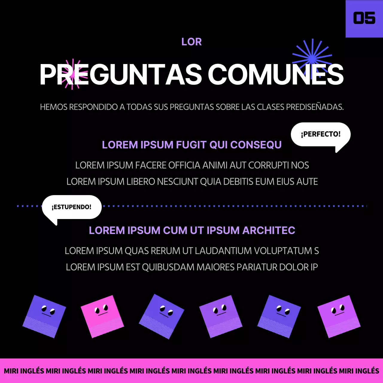 Programa de máster inglés en negro y púrpura