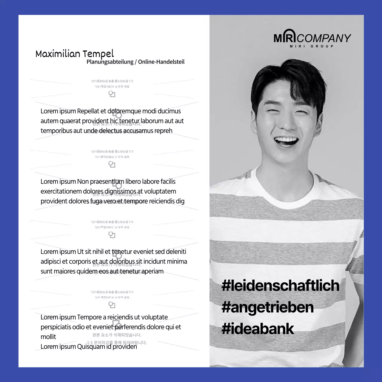 Blau gelb Konzept Corporate Mitarbeiter Einführung Karte Nachrichten Social Media Inhalt