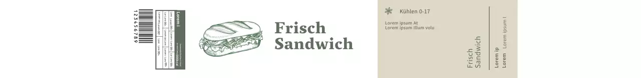 Grüne Illustration retro Lebensmittel Sandwich Detail Verpackung