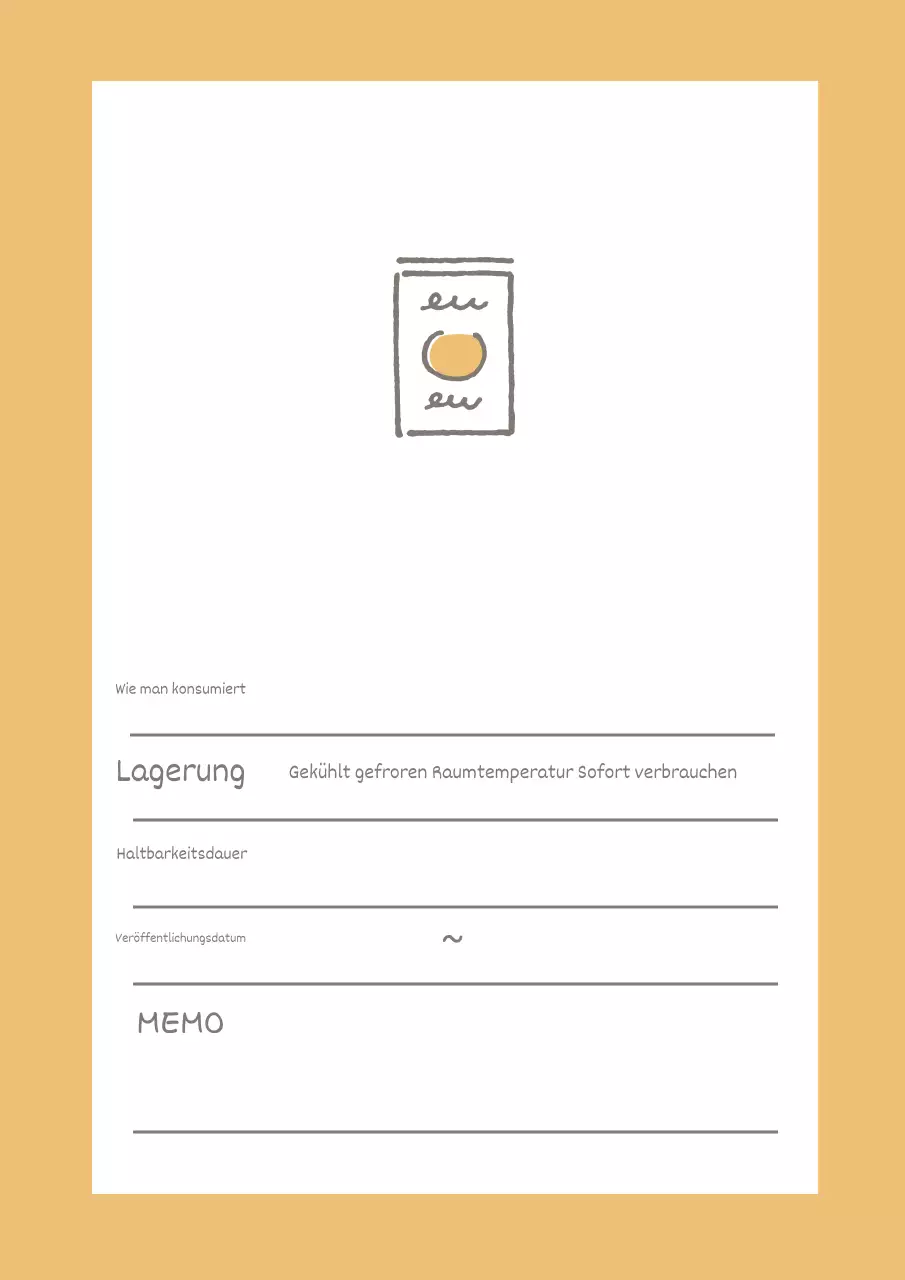 Einfaches Poster mit Notizen zur Lebensmittelaufbewahrung in gelber Farbe