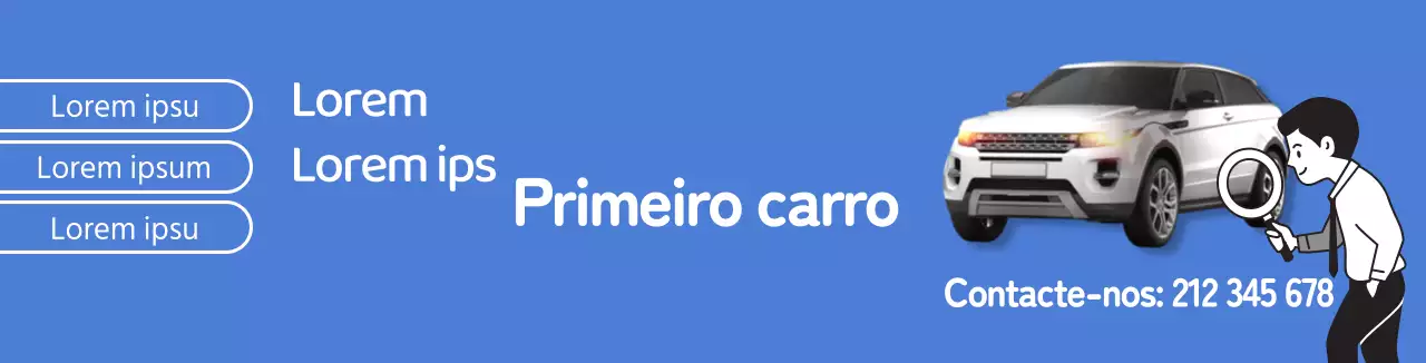 Fotografia limpa e azul a promover a venda de automóveis usados