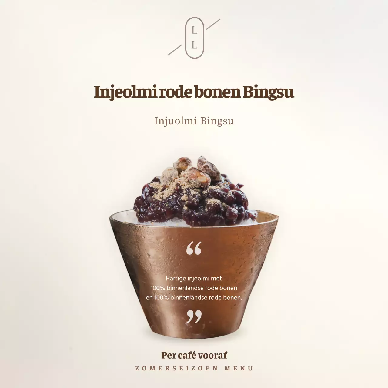 Eenvoudig bruin en beige cafémenu met rode bonenpasta