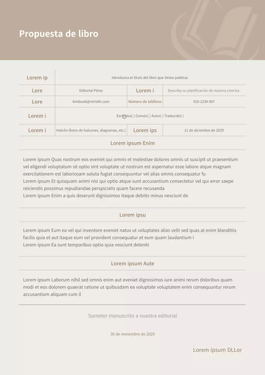 Folleto de los Libros Marrón y Beige