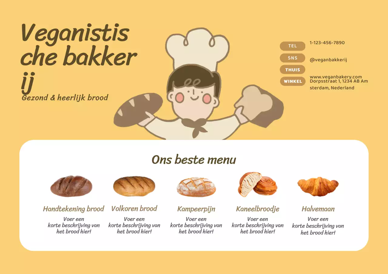 Gele Schattige ChefBakker KarakterPostkaart