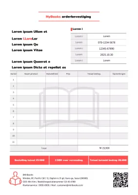 Een schone, grijze orderbevestiging van de boekwinkel