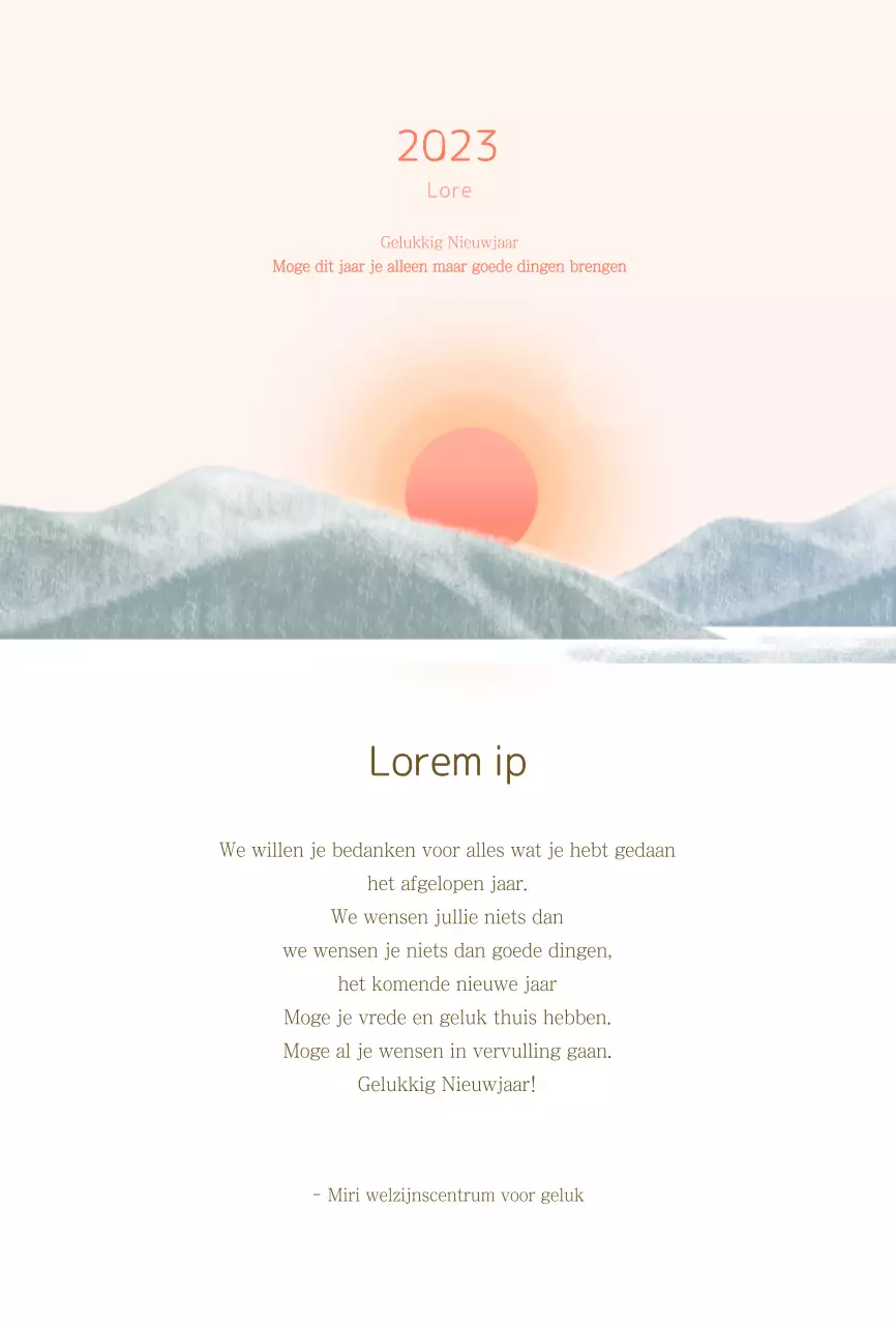 Nieuwjaarskaart in lichtblauw en roze