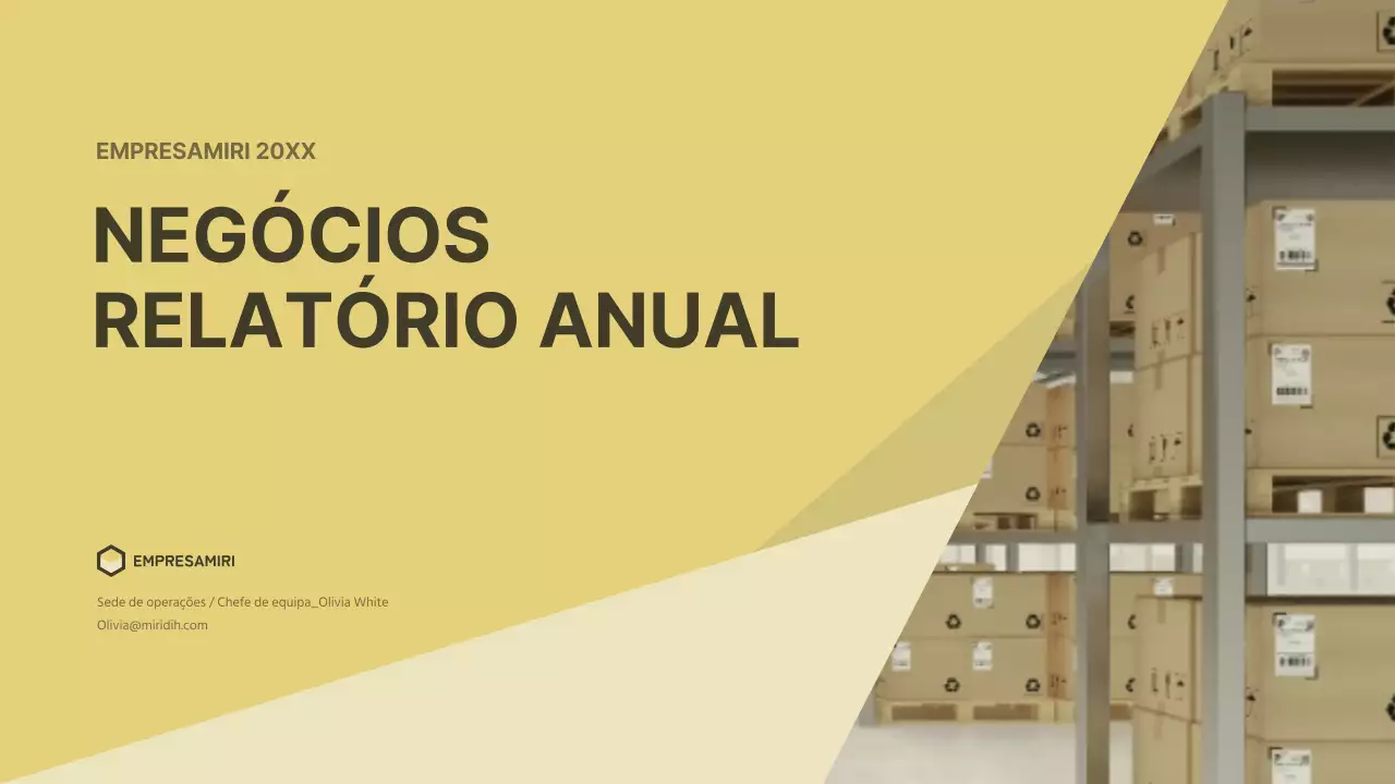 Um plano de negócios de empresa de logística limpo e amarelo