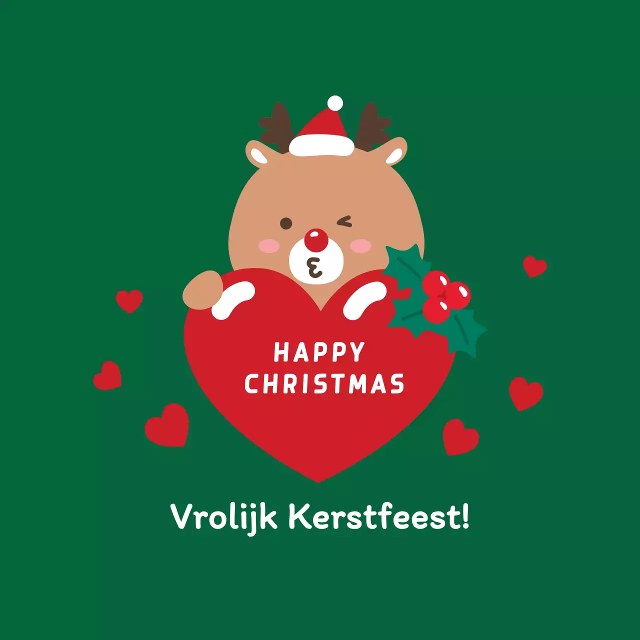 Rood Groen Schattig Illustratie Kerstkaartje