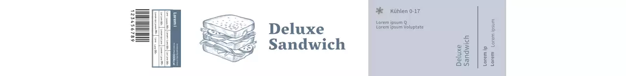 Blaue Illustration retro Lebensmittel Sandwich Detail Verpackung