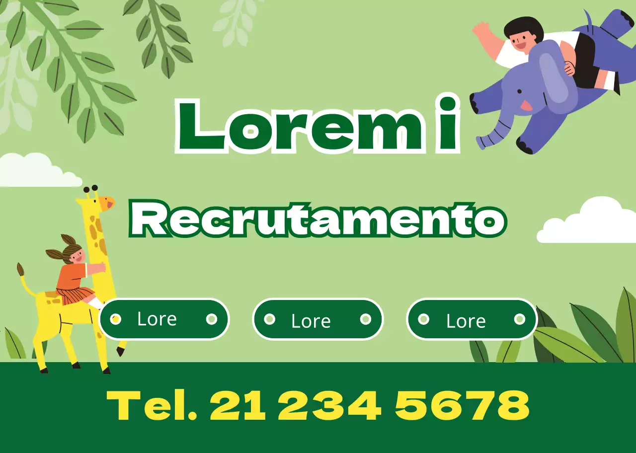 Ilustração de um personagem bonito verde Recrutamento para o jardim de infância
