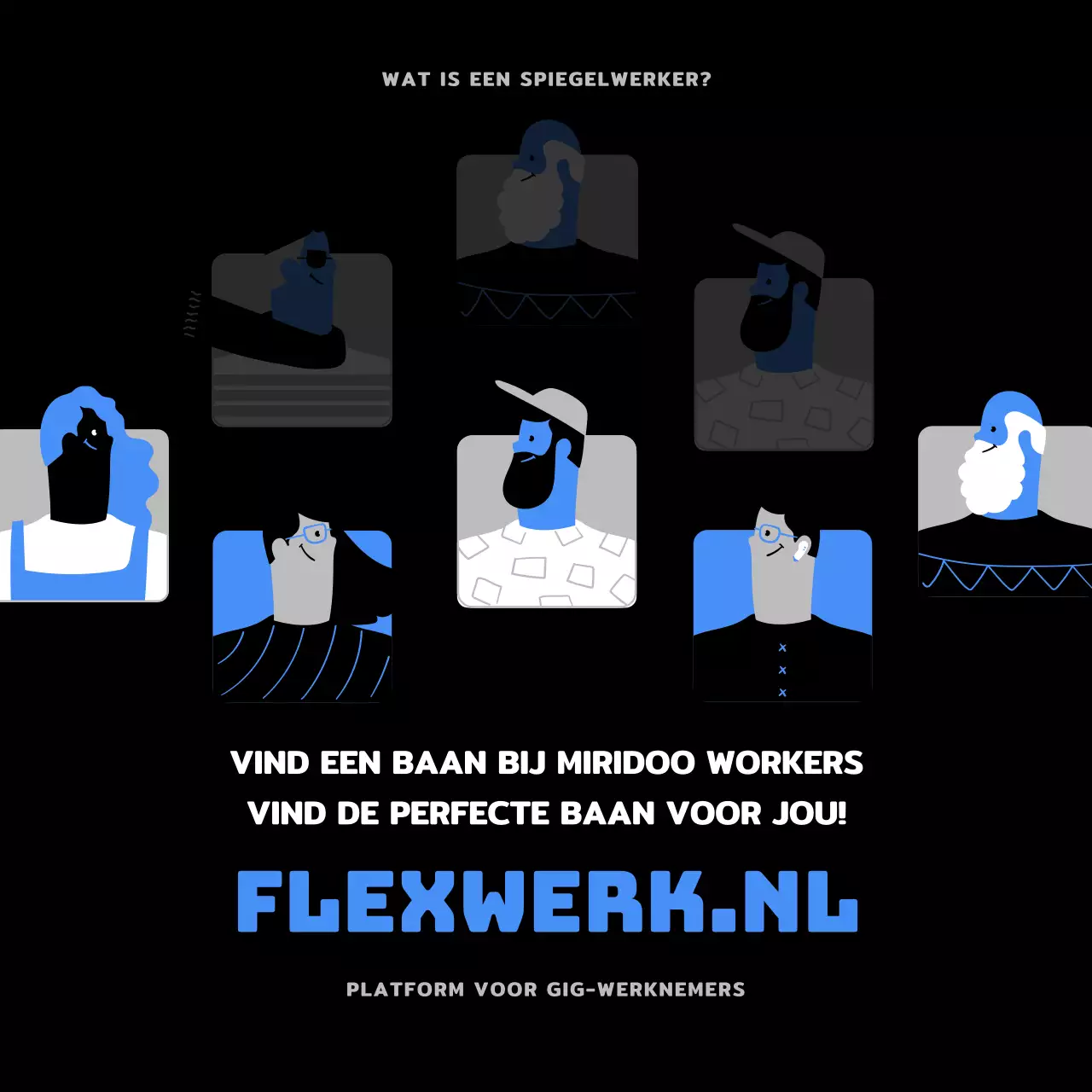 Blauwe en zwarte mensen illustratie Introductie van gigworkers