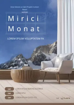 Ein Monat altes Webposter mit Resort-Hintergrund