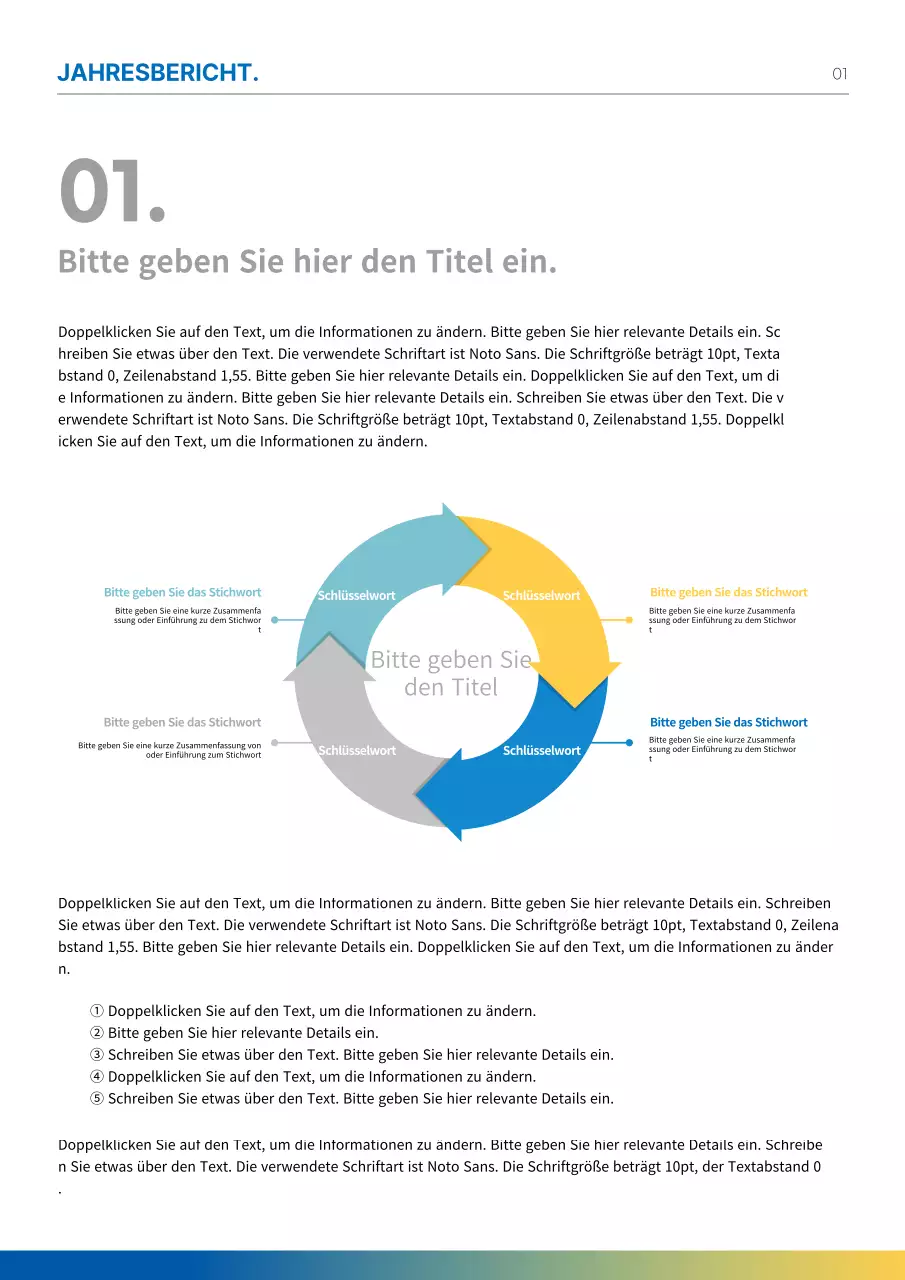 Formatieren Sie einen infografischen Bericht oder ein Dokument mit hellblauen und gelben Farbtönen